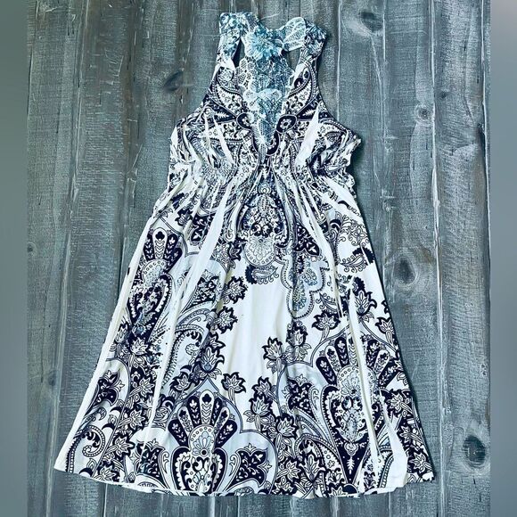 Crystal Embellished Black White Summer Cocktail Party Dress S - Picture 1 of 7